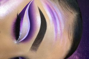 Необычный фиолетовый макияж