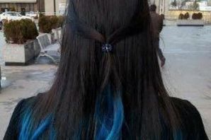 Синие кончики на русых волосах