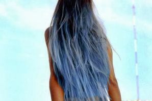 Голубые кончики волос