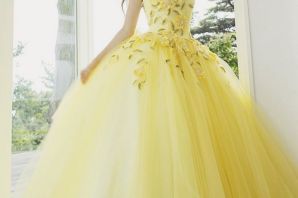 Желтое свадебное платье