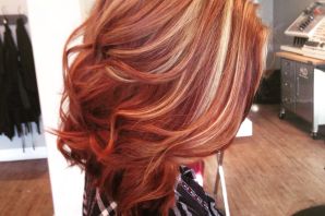 Покраска волос с рыжими прядями