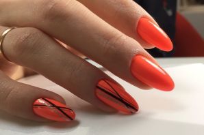 Дизайн ногтей миндаль красный