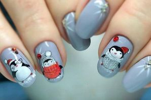 Снеговик на ногтях