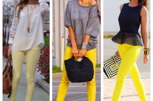 Желтые брюки женские