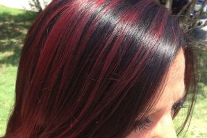 Красное мелирование на русые волосы