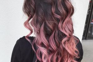 Розовое окрашивание на темные волосы