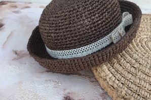Шляпа из рафии крючком