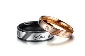 Парные кольца для влюбленных из золота