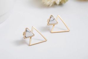 Серьги треугольники золото