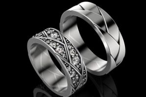 Серебряные обручальные кольца с бриллиантами