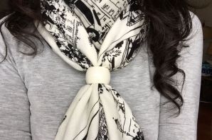 Черно белый шарф