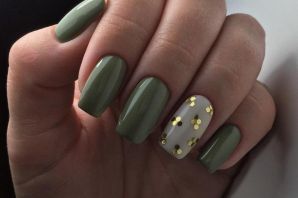 Маникюр на короткие ногти зеленого цвета