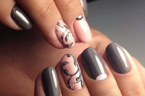 Дизайн ногтей серый