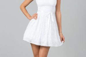 Белое вечернее короткое платье