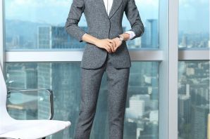 Женский серый брюки для офиса