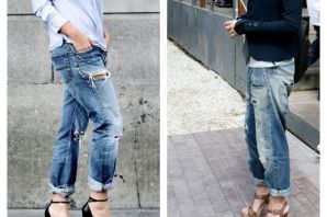 Широкие джинсы с каблуками