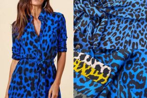 Синее леопардовое платье