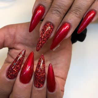Красные длинные ногти дизайн