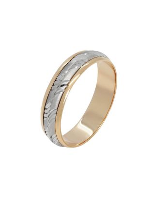Обручальное кольцо с белым золотом посередине