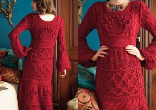Вязаное красное платье