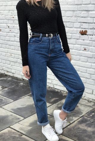Серые широкие джинсы