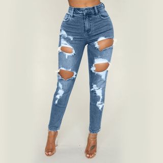 Широкие джинсы с дырками