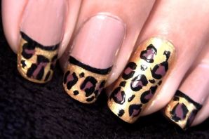 Леопардовый френч на ногтях