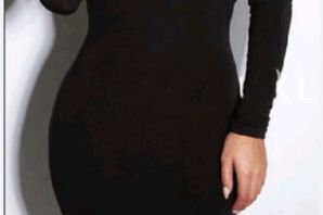 Длинное обтягивающее черное платье