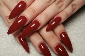 Красные длинные ногти дизайн