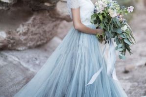 Нежно голубое свадебное платье