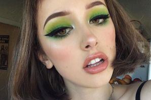Яркий зеленый макияж