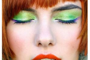 Оранжево зеленый макияж