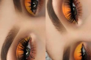 Оранжевый макияж для карих глаз