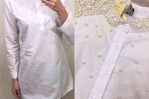 Белая блузка со стразами
