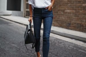Рубашка и джинсы женские лук