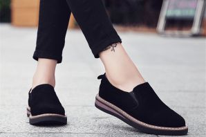 Замшевые туфли лоферы женские