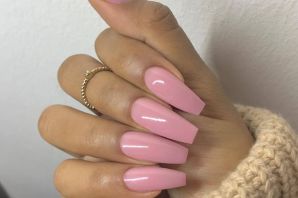 Розовые однотонные ногти