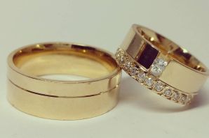 Широкие обручальные кольца из золота парные