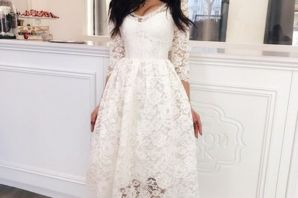 Торжественное платье с длинными рукавами на свадьбу