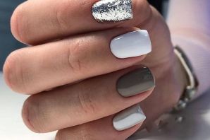 Дизайн ногтей белый с серебром