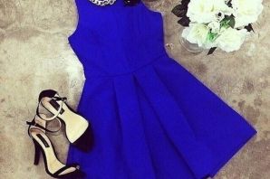 Коктейльное синее платье