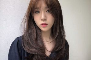 Корейская челка на длинные волосы