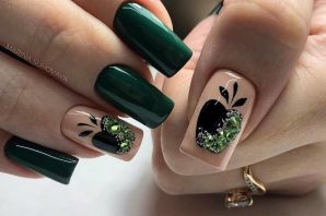 Зеленый дизайн ногтей