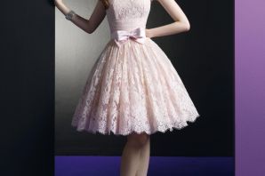 Розовое короткое свадебное платье