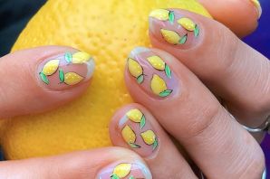 Лимонные ногти дизайн