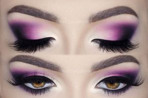 Желто фиолетовый макияж глаз