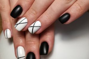 Дизайн ногтей черно белый