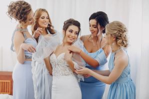 Синее платье на свадьбу для подружки