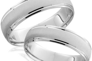Плоские обручальные кольца из белого золота