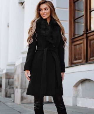 Черное пальто женское